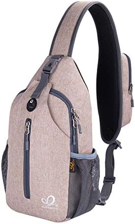WATERFLY Crossbody Sling Backpack Sling Bag Travel Hiking Chest Bags Daypack (Flaxen)