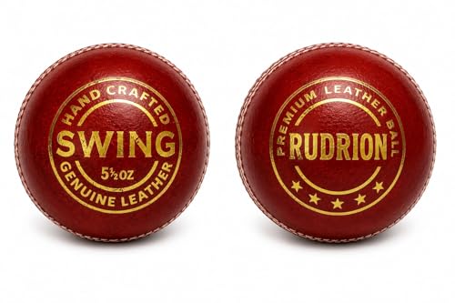 Image of Premium Leather Cricket Ball | Hand Stitched 4 Ply Leather Ball with Raised Seam for Swing & Bounce | Durable Match & Practice Ball for Club, Training & Professional Cricket (2, Red)