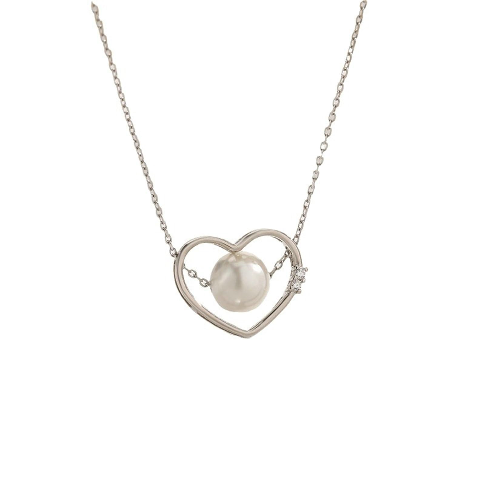 Collier perle et cœur argent 925 sterling de qualité joaillerie - 5