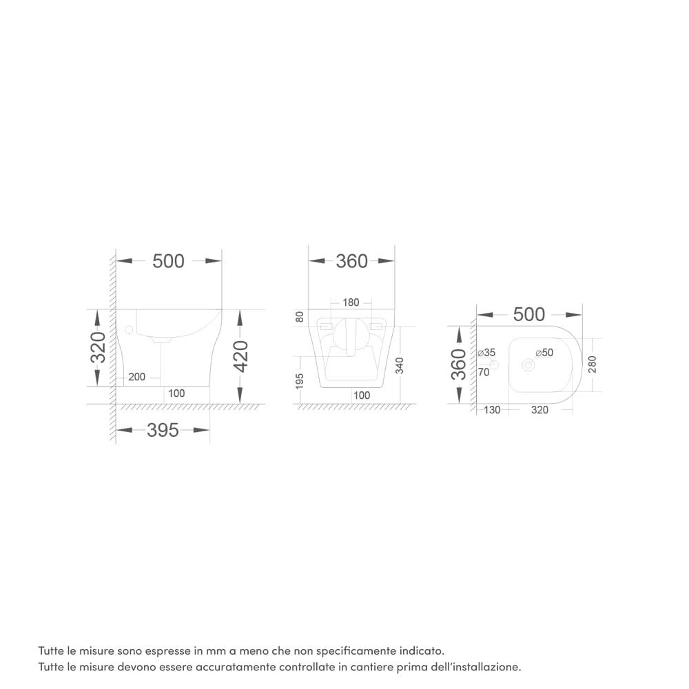 Sanitaria de cerámica suspendida maceta bidé Rimless blanco brillante asiento suave cierre cierre ralentizado Mod. Nassau