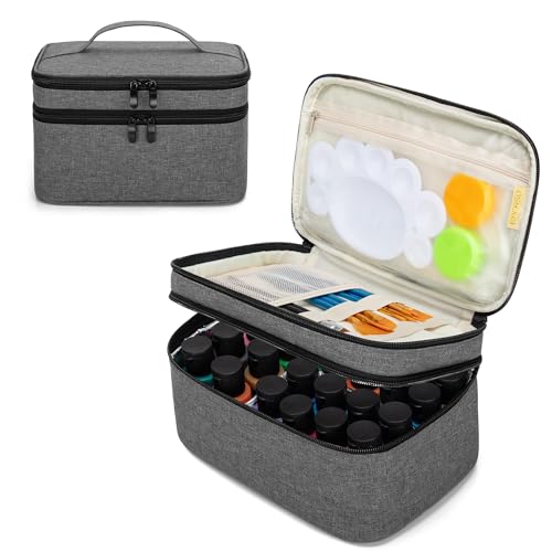 BAFASO Acrylic Paint Organizer Holds 24 Bottles of 2 fl.oz, Storage Case with Tools Section, Gray