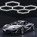HYPERLITE Hexagon Garage LED Light, Upgraded 3 Level Dimmable 144W 15840LM Super Bright Garage Detailing Lights, 5 Grids Hexagon Shop Lights, Hexagon LED Lights for Garage, Car Wash, Gym, Shop