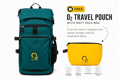 Image of O2 Travel Backpack | MATT Pack Bag 40L-50L Yoga Accessories Bag for Men & Women | Fits Regular & Extra Long Yoga Mats | Water Resistant with Laptop Compartment | for Trekking, Trip, Camping