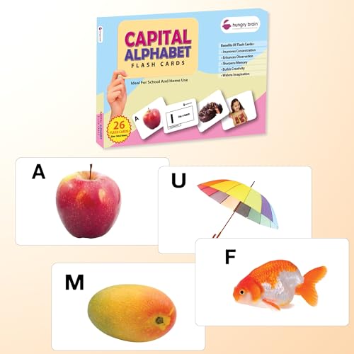 Image of My First Capital Alphabet Flash Cards for Toddlers, 26 Cards, 52 Sides, Montessori, Educational, Kindergarten, Preschool Learning Activities, Gifts for Kids, 1-4 Years Babies, Educational Flashcards