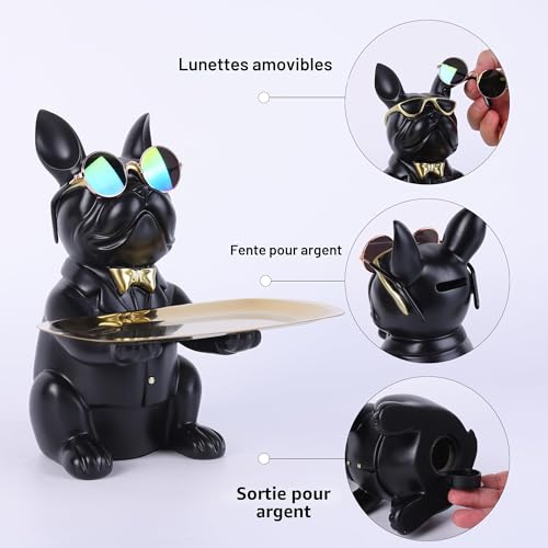 Figurine Bouledogue Français vide-poche noir, suruim