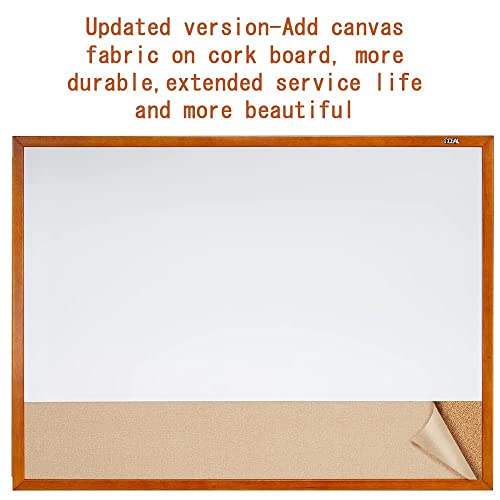 Cork Board And Dry Erase Board Combo, Magnetic White Board And Cork Board Combination For Wall With 100% Brazil-Imported Solid Wood Frame, Combo Board For Office, School & Home, 36 X 24 Inches #TOP3