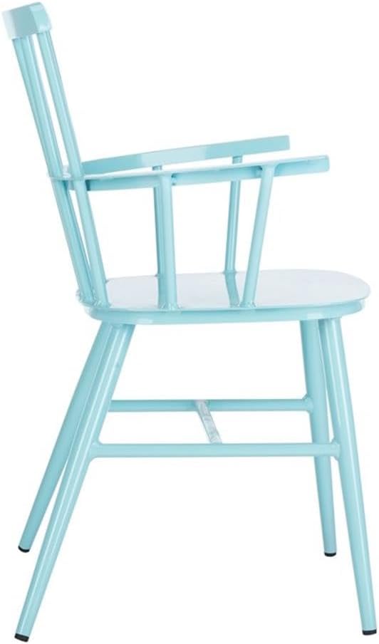 Pemberly Row Metal Outdoor Arm Chairs, Baby Blue Matte Finish, 32.9" H x 21.7" W x 20.5" D, Durable Aluminum with Powder Coating, Oversized Arms, Stackable Design, Weather-Resistant Patio or Garden