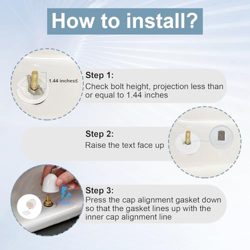Fyroxx 6 Packs Toilet Bolt Caps with Washers for Bolts Up to 1.44 Inches — view 5