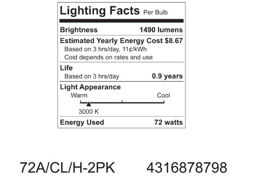 Ge 78798-12 Halogen Crystal Clear A19 Bulb, 72-Watt, 2-Pack #TOP4