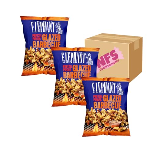 Elephant Glazed BBQ Pretzel Pieces – Knuspriger Genuss für Serienmarathons – 3x125g Vorratspackung in Needforsweet Karton