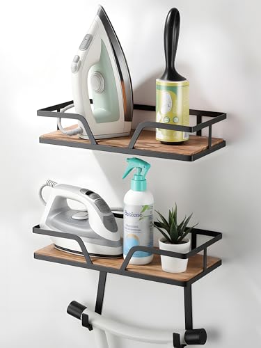 Daoun Ironing Board Hanger, 2-Layer Ironing and Iron Board Holder, Iron Board Wall Mount for Laundry Room Organization and Storage