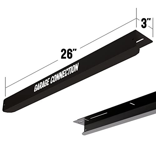 Overhead Garage Storage Bin Rack - Ceiling Bracket For Holding Gallon Tote - Organization Steel Black Shelving And Track (2 Pack) #TOP4