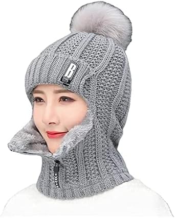 Winter Siamese Windproof Hat,Multifunction Winter Knitted Beanie Hat,Women Winter Knitted Hat and Circle Scarf