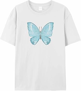 Women's Daisy Butterfly Graphic Tee - Faith Hope Love Short Sleeve Casual T-Shirt (Blue, Small) - View #9