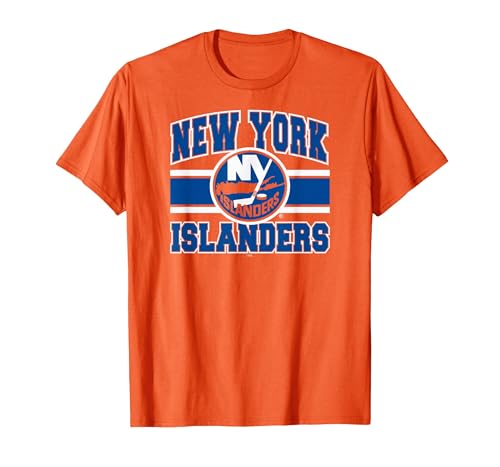 New York Islanders Stripe Orange Officially Licensed T-Shirt, Men, Orange, Large