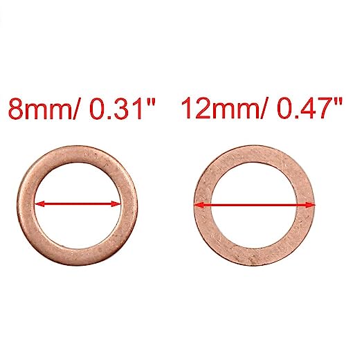 30pcs 8mm Inner Dia Copper Washers Flat Sealing Gaskets Ring for Car (8 * 18 * 1) - Image 2