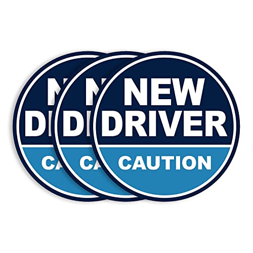Geekbear New Driver Car Magnet (Navy/Blue, 3 Pack) - Circular Shape, 4.7 In Diameter #TOP14