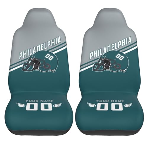 TNEQHQR Custom Philadelphia Car Seat Covers 1PC & 2PC Add Name Number Protector Cover Auto Decor Accessories Universal Fits for Cars Trucks SUV Front Seats,Football Fan Gifts for Men Women