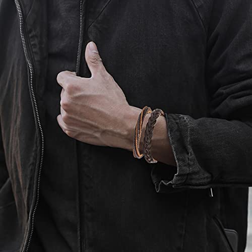 Wainis 28 Pcs Braided Leather Bracelets For Men Women Woven Cuff Wrap Bracelet Wood Beads Ethnic Tribal Bracelets Adjustable #TOP3