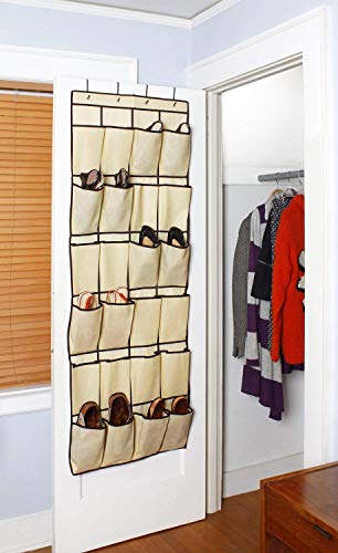 Ziz Home Over The Door Shoe Organizer | 24 Large Pockets With 4 Hooks | Heavy Duty Fabric | Hanging Shoe Rack Over The Door | Hanging Shoe Organizer For Closet Shoes Storage | Hang On Behind Back #TOP6