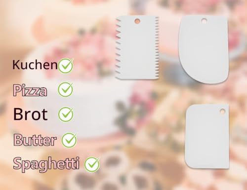 Foto von ZoeTekway Teigkarte Teigschaber Teigschaberkarte Teigschneider Teigspachtel aus Kunststoff Spatel Cremeschaber für Küchen Backen Kuchen Fondant Zuckerguss (3, weiß, 3 Größe)