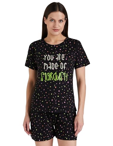 Image of Amazon Brand - Symbol Women Cotton T-Shirt and Shorts Night Suit | Two Piece Set | Regular Fit (Available in Plus Sizes)