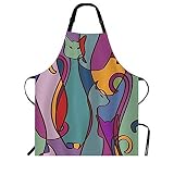 WONDERTIFY African Cats Apron,Pattern of Tribal Geometric Colorful African Cats Bib Apron with Adjus
