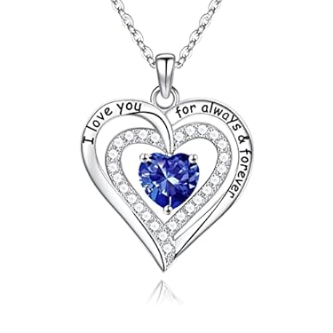 AMAZON - December Birthstone Jewelry Necklace for Women, Unique Sterling Sliver Heart Necklace Valentines Anniversary Birthday Christmas Gifts for Mom Women Teen girl Grandma Sister Wife Friends from Daughter