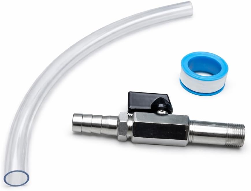 Oil Drain Valve 125-508 with Hose, Lawn Mower Oil Drain Valve Replacement for MTD Cub Cadet, 3/8-18 NPTF Thread 1/2 Hose Kit, Stainless Steel Shut Off Valve for Lawn Tractor 1 Pack