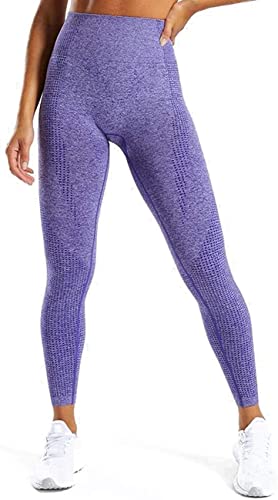 Women High Waisted Leggings Seamless Workout Yoga Pants Butt Lift Tummy Control L - Thumbnail 2