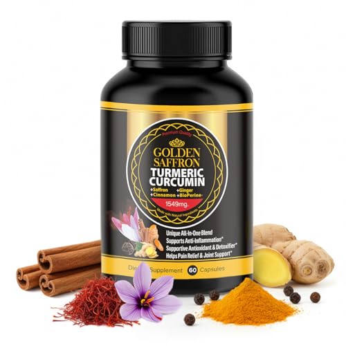 GOLDEN SAFFRON Turmeric Curcumin Supplement with Bioperine, Saffron, Cinnamon, and