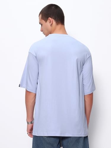 Image of Bewakoof Men's Solid Oversized Fit Half Sleeve Round Neck Cotton T-Shirt