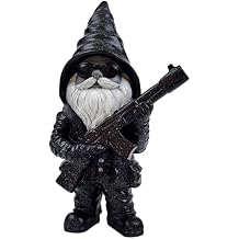 Better Office Products Garden Gnome Statue, 8" Height, Handcrafted Waterproof, UV-Resistant Polyresin Lawn Patio Porch Ornament Decoration Stone Cold Hitman