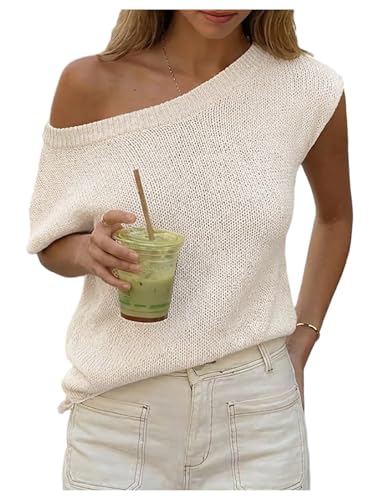 MakeMeChic Women's Summer Swimsuit Coverup Off The Shoulder Tops Knit