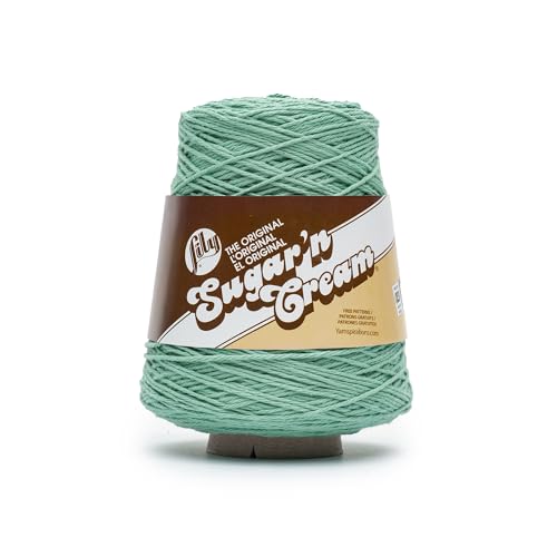 Lily Sugar N Cream Cones Jade Mist Yarn - 1 Pack of 400g/14oz - 100% Cotton - #4 Worsted (Medium) - 674 Yards - Knitting/Crochet
