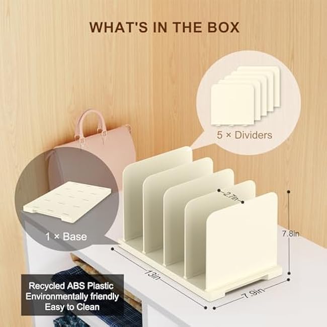 Reusable Shopping Bag Organizer, Adjustable Extra Tall Shelf Dividers for 40+Tote, Cloth,Gift,Grocery,Handbag and Purse,Paper Bag Holder and Lunch Bags in Pantries, Cabinets or Closets