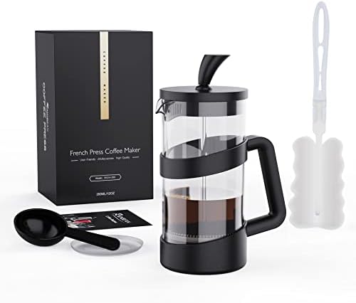 RAINBEAN Mini French Press Coffee Maker, 12 oz, Camping Coffee Press Pot, Small French Press, Tea and Frothed Milk Press (Black, 12 oz)