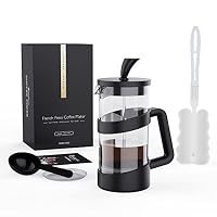 RAINBEAN French Press Coffee Maker, 2 Cup Cafetiere for Coffee & Tea, with Triple Stainless Steel Filter and Borosilicate Glass, 0.35L (12oz)