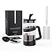 RAINBEAN Caffettiera French Press 3 Tazze/8 Tazze, Sistema di Filtrazione in Acciaio Inossidabile Vetro Caffettiera Francese - Vetro resistente al calore (350ml, Nero)