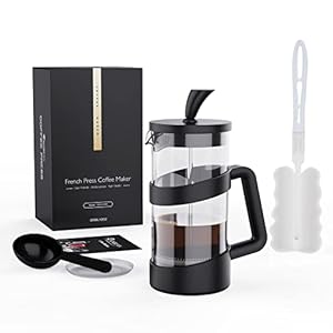 RAINBEAN French Press Coffee Maker, 2 Cup Cafetiere for Coffee & Tea, with Triple Stainless Steel Filter and Borosilicate Glass, 0.35L (12oz)