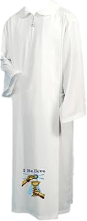 BLESSUME White Priest Pleated ALB Liturgical Vestment Long Sleeve