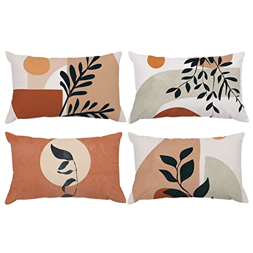 Pack Of 4 Abstract Boho Throw Pillow Covers, Abstract Plants Throw Pillow Cover Nature Modern Art Pillow Cases For Couch Bed Car (12X20Inch) #TOP1