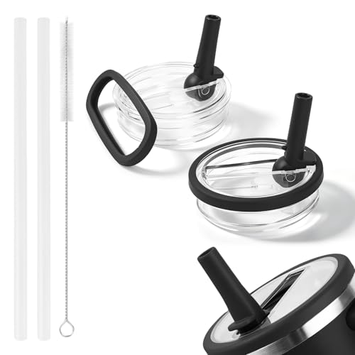 Image of 2 Pack Stanley Lid Replacement 40 oz, Flip Straw Leak Proof Lid for Stanley Quencher H2.0, Spill Proof Tumbler Lid Replacement, BPA Free Reusable No Spill Straw Lid for Stanley Accessories
