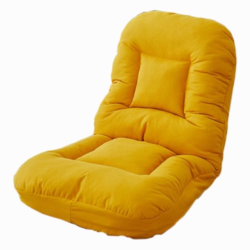 Chaise longue de sol pliable jaune pour adulte et ado idéale comme fauteuil de jeu