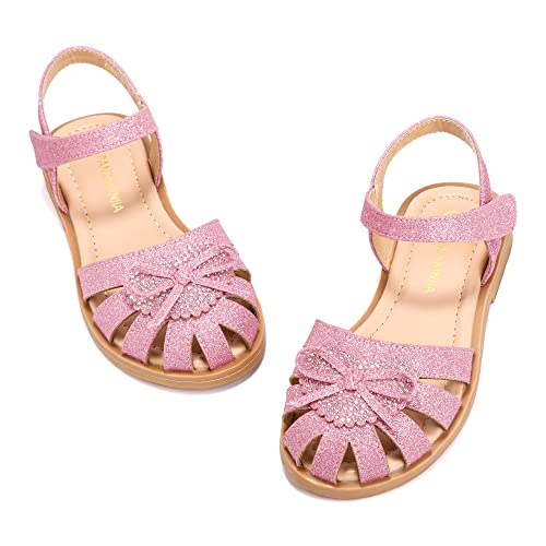 PANDANINJIA Vicky Girls Sandals Toddler/Little Kid Closed-Toe T Strap Flats Dress Sandals Summer Shoes4