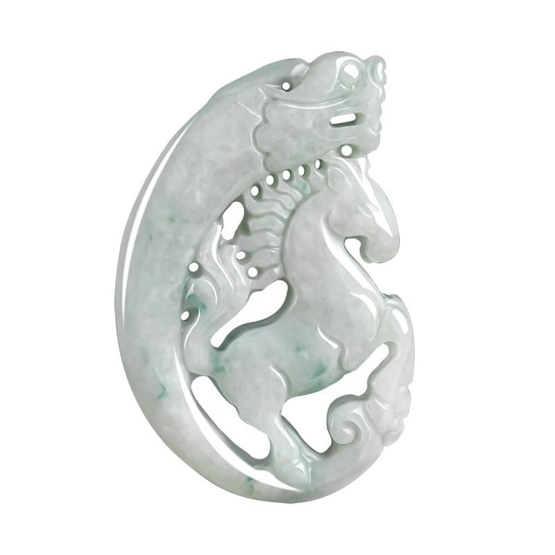 Colgante de jadeíta calado con dragón-caballo y textura judía