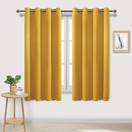 DWCN Yellow Blackout Curtains Block Light Room Darkening Thermal Insulated Grommet Window Curtain for Bedroom Living Room Privacy Drapes 52 x 72 Inches Long, Set of 2 Thick Curtain Panels by DWCN - Used condition - CA$36.93