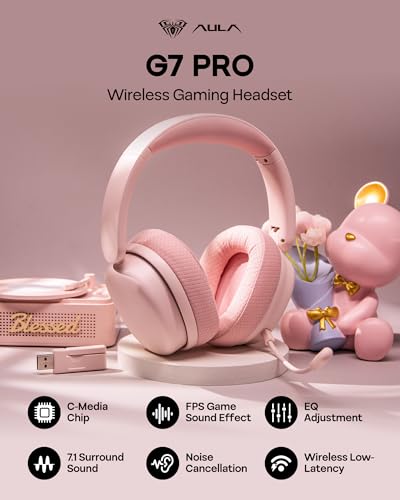 EPOMAKER X Aula G7 Pro Wireless Gaming Headset, Dual Mode BT5.3 & 2.4GHz