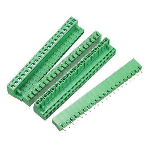 Image of sourcing map 2 Pcs 20 Pin 5.08mm Pitch PCB Mount Screw Terminal Block Connector Plug Socket Panel Mount Pluggable Type Connector 300V 20A for 24-12AWG Cable