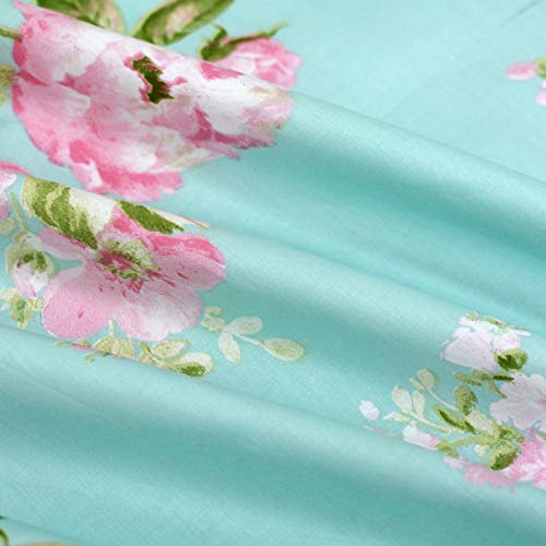 Fadfay Shabby Floral Duvet Cover Set Pink Grid Cotton Farmhouse Bedding With Hidden Zipper Closure 3 Pieces, 1Duvet Cover & 2Pillowcases,Queen Size #TOP7